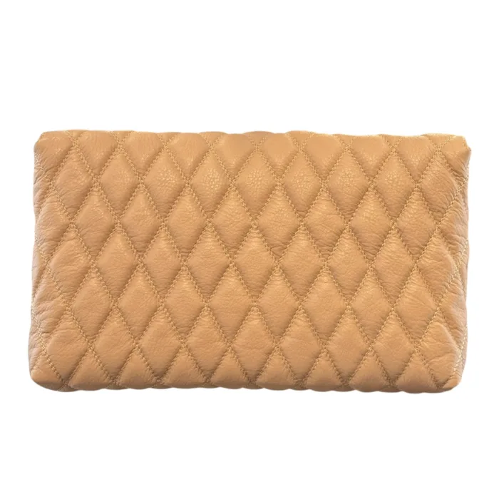 Borsa a Spalla Via Roma 15 in Pelle Beige con Effetto Trapuntato e V Dorata art. VR700, foto 3 di 3