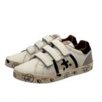 Sneakers Premiata Kids In Pelle Bianca E dettagli Neri Chiusura Strappi art. Andy V - immagine 4