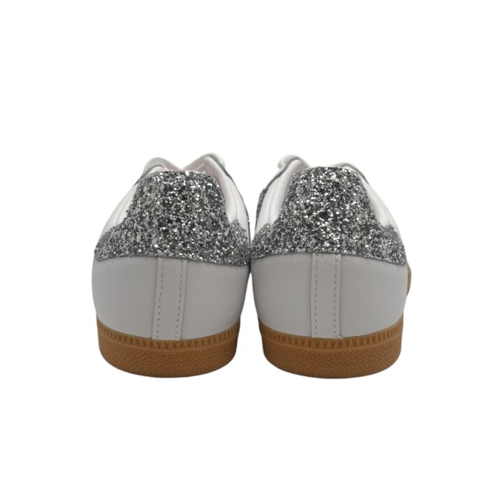 Adidas Samba Women's Sneakers in White Leather and Platinum Rhinestones,  item Adidas Samba Glitter G-1  Catania Calzature