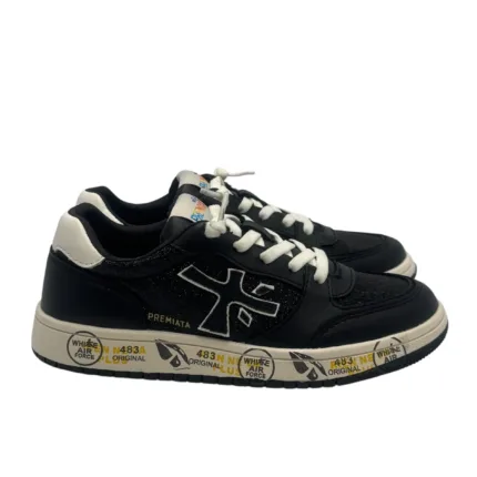 Sneakers Premiata Kids In Pelle Nera E dettagli Glitter Strass art. Marc Black