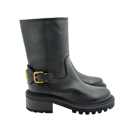 Biker Ankle Via Roma 15  con tacco 5cm  in Pelle Nabuck Martellata Nera V Dorata art. 4468 Negus