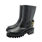 Biker Ankle Via Roma 15  con tacco 5cm  in Pelle Nabuck Martellata Nera V Dorata art. 4468 Negus - immagine 4