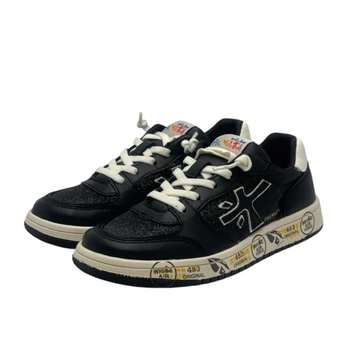 Sneakers Premiata Kids In Pelle Nera E dettagli Glitter Strass art. Marc Black, foto 5 di 6
