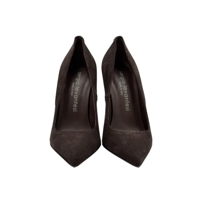 Décolleté Sergio Levantesi in Camoscio Marrone Tacco Stiletto 11 cm art. LEY56, foto 3 di 5