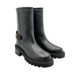 Biker Ankle Via Roma 15  con tacco 5cm  in Pelle Nabuck Martellata Nera V Dorata art. 4468 Negus - immagine 2