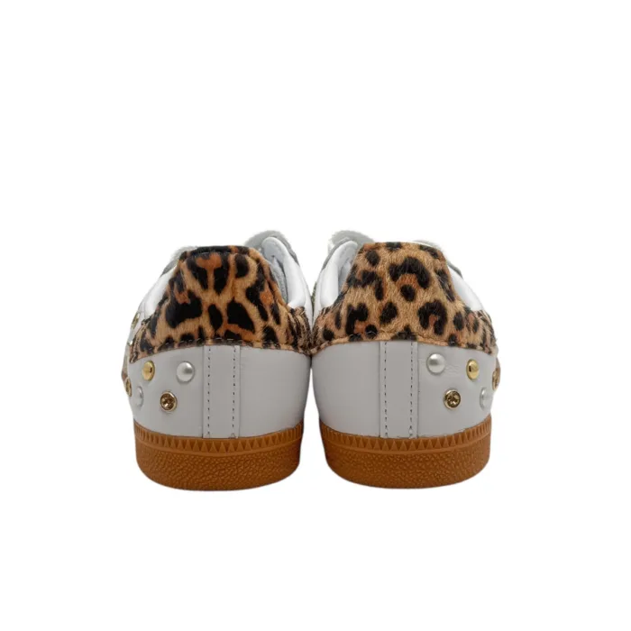Sneakers Adidas Samba Donna in Pelle Bianca e Dettagli Maculati art. Adidas Samba Golden, foto 6 di 7