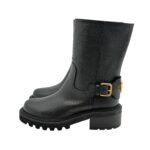 Biker Ankle Via Roma 15  con tacco 5cm  in Pelle Nabuck Martellata Nera V Dorata art. 4468 Negus - immagine 5
