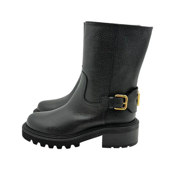 Biker Ankle Via Roma 15  con tacco 5cm  in Pelle Nabuck Martellata Nera V Dorata art. 4468 Negus, foto 5 di 7