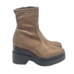 Tronchetto Lorenzo Mari in Camoscio Tortora Zeppa H 9 cm Plateau 4 Cm art. Polly 02