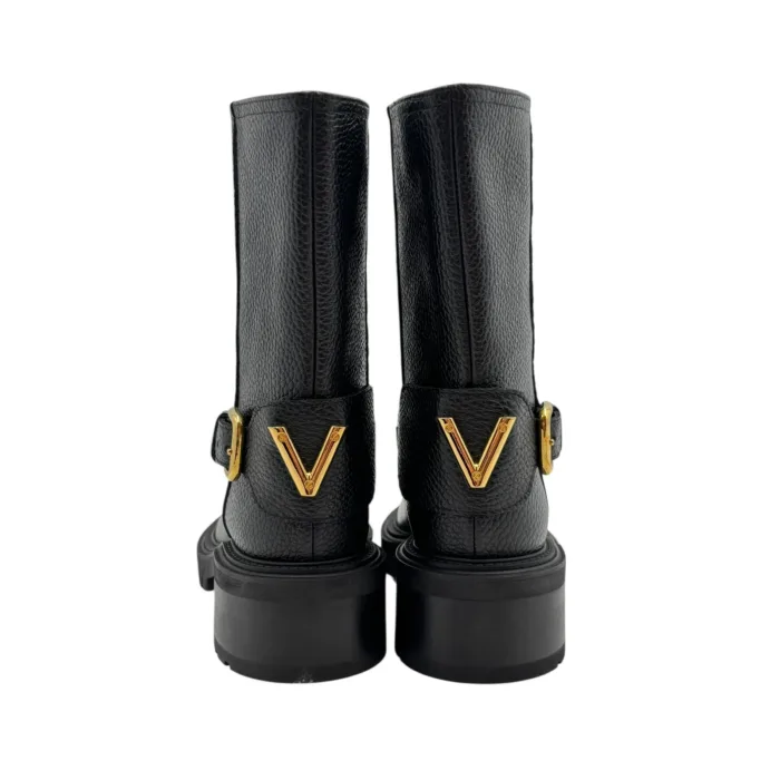 Biker Ankle Via Roma 15  con tacco 5cm  in Pelle Nabuck Martellata Nera V Dorata art. 4468 Negus, foto 6 di 7