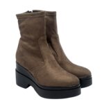 Tronchetto Lorenzo Mari in Camoscio Tortora Zeppa H 9 cm Plateau 4 Cm art. Polly 02 - immagine 2