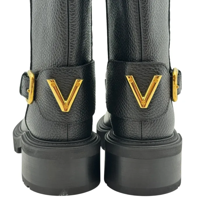 Biker Ankle Via Roma 15  con tacco 5cm  in Pelle Nabuck Martellata Nera V Dorata art. 4468 Negus, foto 7 di 7