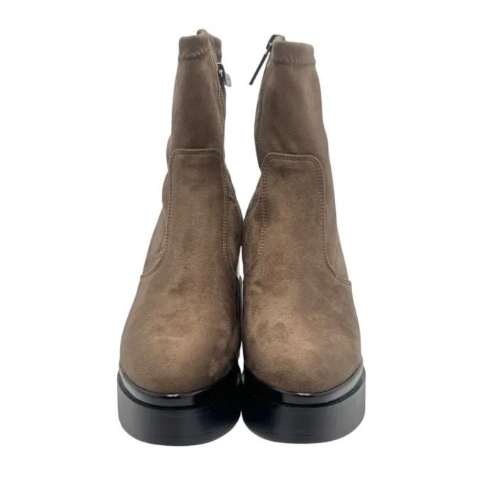 Tronchetto Lorenzo Mari in Camoscio Tortora Zeppa H 9 cm Plateau 4 Cm art. Polly 02, foto 5 di 6
