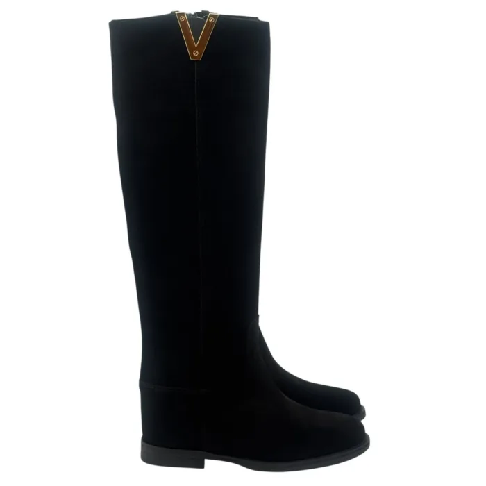 Stivali Via Roma 15 con Zeppa Interna H 5 cm in Camoscio Nero V Dorata art. 4268, foto 1 di 3