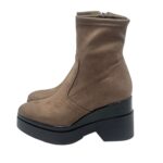 Tronchetto Lorenzo Mari in Camoscio Tortora Zeppa H 9 cm Plateau 4 Cm art. Polly 02 - immagine 3
