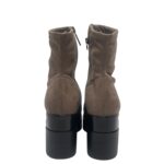 Tronchetto Lorenzo Mari in Camoscio Tortora Zeppa H 9 cm Plateau 4 Cm art. Polly 02 - immagine 6