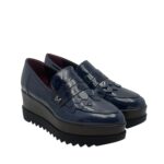 Mocassino Lorenzo Mari in Vernice Blu Con Frange  H 6 cm Art Clea 02 - immagine 2
