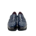 Mocassino Lorenzo Mari in Vernice Blu Con Frange  H 6 cm Art Clea 02 - immagine 3