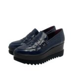 Mocassino Lorenzo Mari in Vernice Blu Con Frange  H 6 cm Art Clea 02 - immagine 5