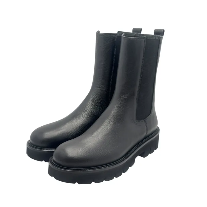 Stivaletto Beatles Donna Anna F in Pelle Nera Martellata con Elastici Laterali art. 9715, foto 5 di 6