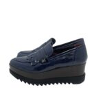 Mocassino Lorenzo Mari in Vernice Blu Con Frange  H 6 cm Art Clea 02 - immagine 4