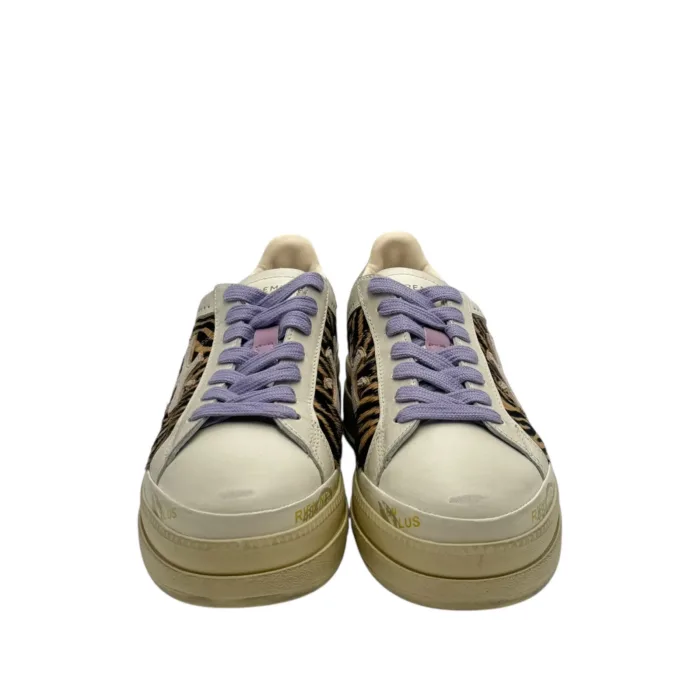 Sneakers Premiata Donna in Pelle Avorio e Dettagli Animalier art. Claudia 7753, foto 3 di 6