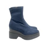 Tronchetto Lorenzo Mari in Camoscio Blu Zeppa H 9 cm Plateau 4 Cm art. Polly 02