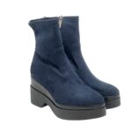 Tronchetto Lorenzo Mari in Camoscio Blu Zeppa H 9 cm Plateau 4 Cm art. Polly 02 - immagine 2