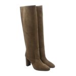 Stivali Via Roma 15 con Tacco H 8 cm in Velour Champagne e V Dorata sul tacco art. 4552 - immagine 2