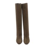 Stivali Via Roma 15 con Tacco H 8 cm in Velour Champagne e V Dorata sul tacco art. 4552 - immagine 3