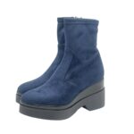 Tronchetto Lorenzo Mari in Camoscio Blu Zeppa H 9 cm Plateau 4 Cm art. Polly 02 - immagine 3