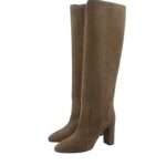 Stivali Via Roma 15 con Tacco H 8 cm in Velour Champagne e V Dorata sul tacco art. 4552 - immagine 4