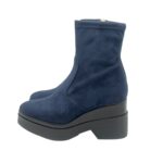 Tronchetto Lorenzo Mari in Camoscio Blu Zeppa H 9 cm Plateau 4 Cm art. Polly 02 - immagine 4