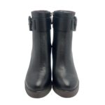Tronchetto Lorenzo Mari in Pelle Martellata Nera Zeppa H 9 cm Plateau 2 Cm art. Nicole 06 - immagine 2