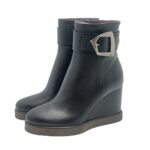 Tronchetto Lorenzo Mari in Pelle Martellata Nera Zeppa H 9 cm Plateau 2 Cm art. Nicole 06 - immagine 5