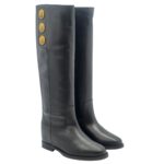 Stivali Via Roma 15 con Zeppa Interna H 5 cm in Pelle Nera E Bottoni Dorati art. 4482 - immagine 4