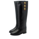 Stivali Via Roma 15 con Zeppa Interna H 5 cm in Pelle Nera E Bottoni Dorati art. 4482 - immagine 2