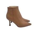 Tronchetto Anna f in Nappa Beige Camelia con Fondo Cuoio Antiscivolo Tacco 8 cm art. 9517