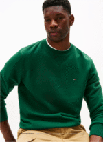 Felpa Girocollo Uomo In Pile Tommy Hilfiger Verde art. MW0MW40000 L6K - immagine 2
