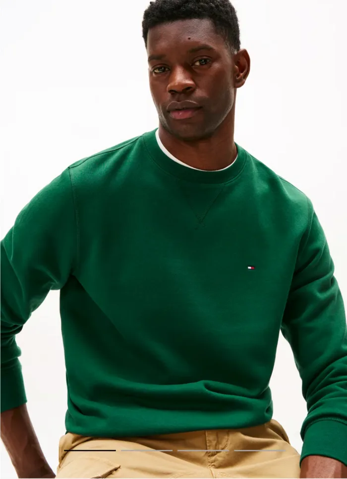 Felpa Girocollo Uomo In Pile Tommy Hilfiger Verde art. MW0MW40000 L6K, foto 2 di 2