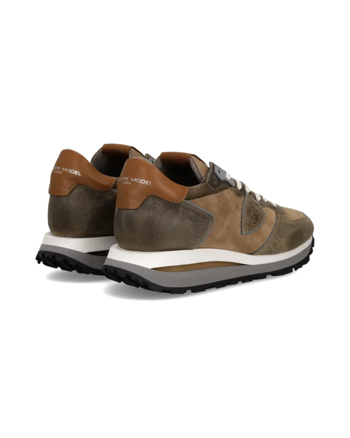 Sneakers Uomo Philippe Model Tropez Haute In Camoscio Tortora dettagli Cuoio cod. TKLU DF01, foto 4 di 6