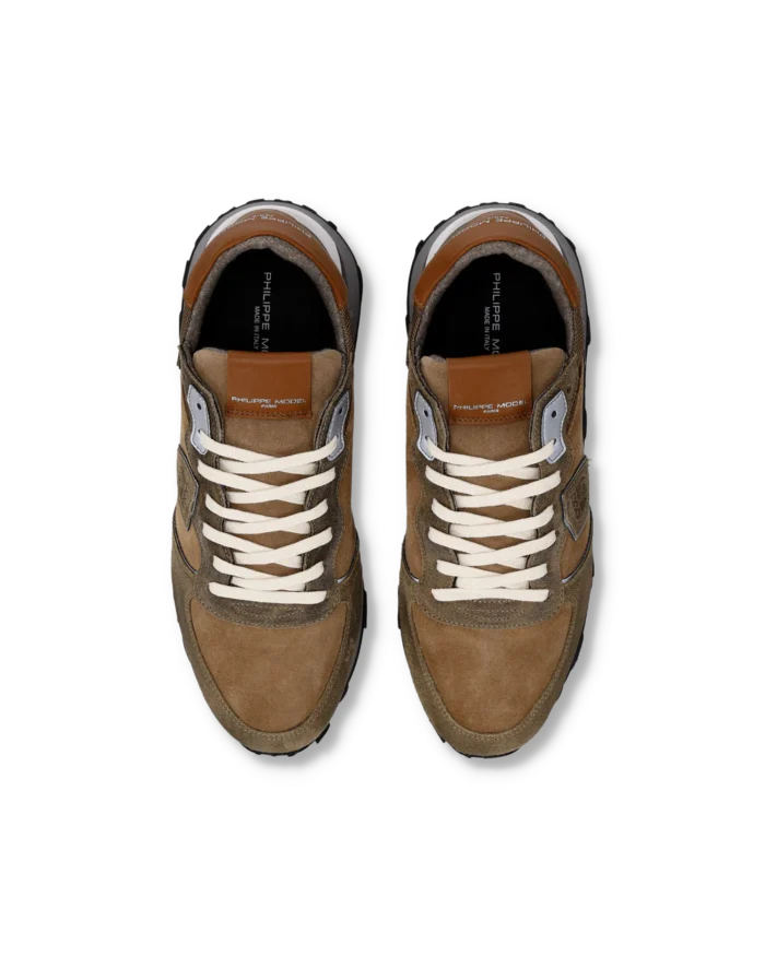 Sneakers Uomo Philippe Model Tropez Haute In Camoscio Tortora dettagli Cuoio cod. TKLU DF01, foto 3 di 6