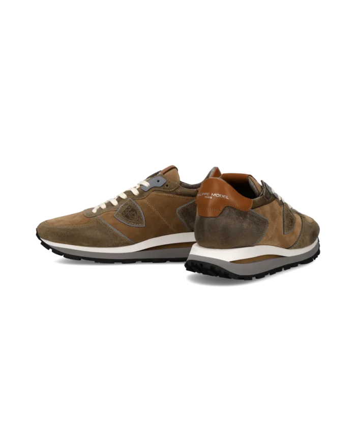 Sneakers Uomo Philippe Model Tropez Haute In Camoscio Tortora dettagli Cuoio cod. TKLU DF01, foto 5 di 6