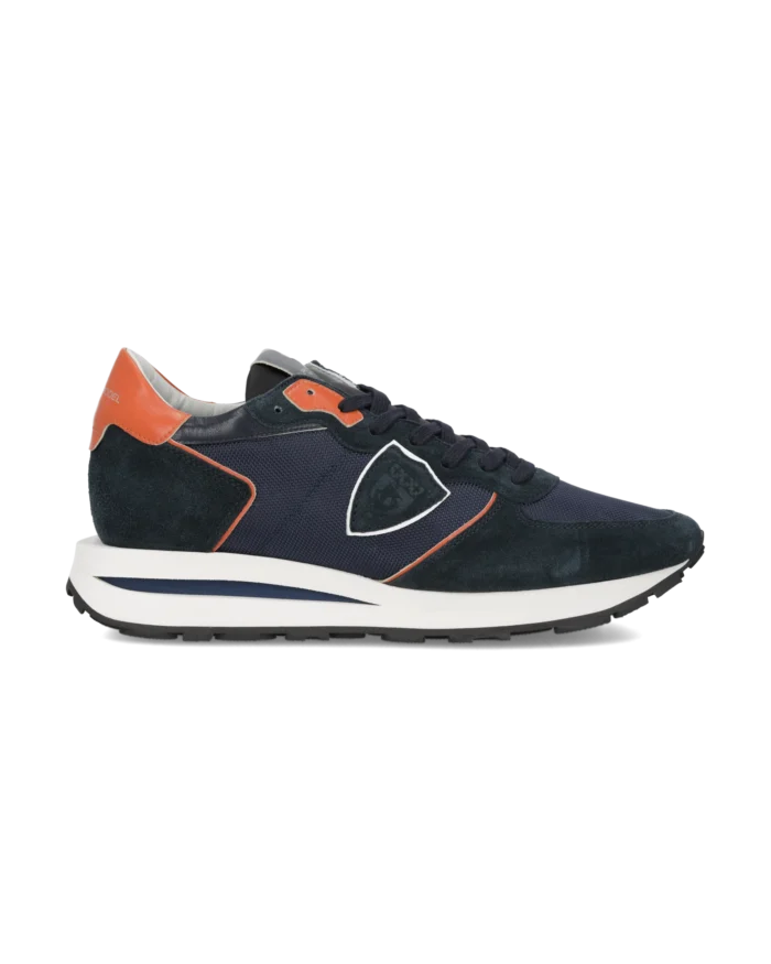 Sneakers Uomo Philippe Model Tropez Haute In Camoscio Blu e dettagli Arancio cod. TKLU WR02, foto 1 di 6