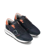 Sneakers Uomo Philippe Model Tropez Haute In Camoscio Blu e dettagli Arancio cod. TKLU WR02 - immagine 2