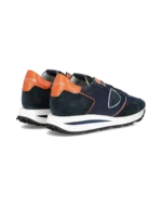 Sneakers Uomo Philippe Model Tropez Haute In Camoscio Blu e dettagli Arancio cod. TKLU WR02 - immagine 4