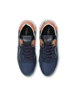 Sneakers Uomo Philippe Model Tropez Haute In Camoscio Blu e dettagli Arancio cod. TKLU WR02 - immagine 3