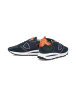 Sneakers Uomo Philippe Model Tropez Haute In Camoscio Blu e dettagli Arancio cod. TKLU WR02 - immagine 5