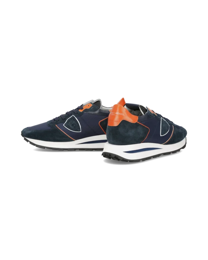 Sneakers Uomo Philippe Model Tropez Haute In Camoscio Blu e dettagli Arancio cod. TKLU WR02, foto 5 di 6