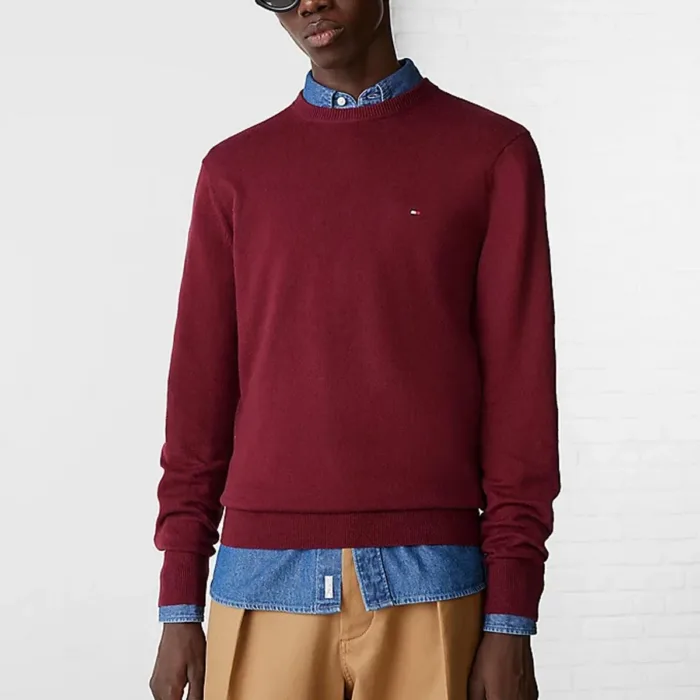 Maglione Girocollo Uomo In Cotone e Cashmere Tommy Hilfiger Rosso art. MW0MW28046 XIT, foto 1 di 1